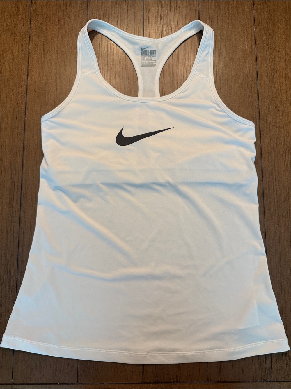 Nike White Women’s Racerback Tank with Black Swoosh Large